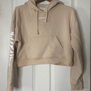 TNA Beige Cropped Hoodie